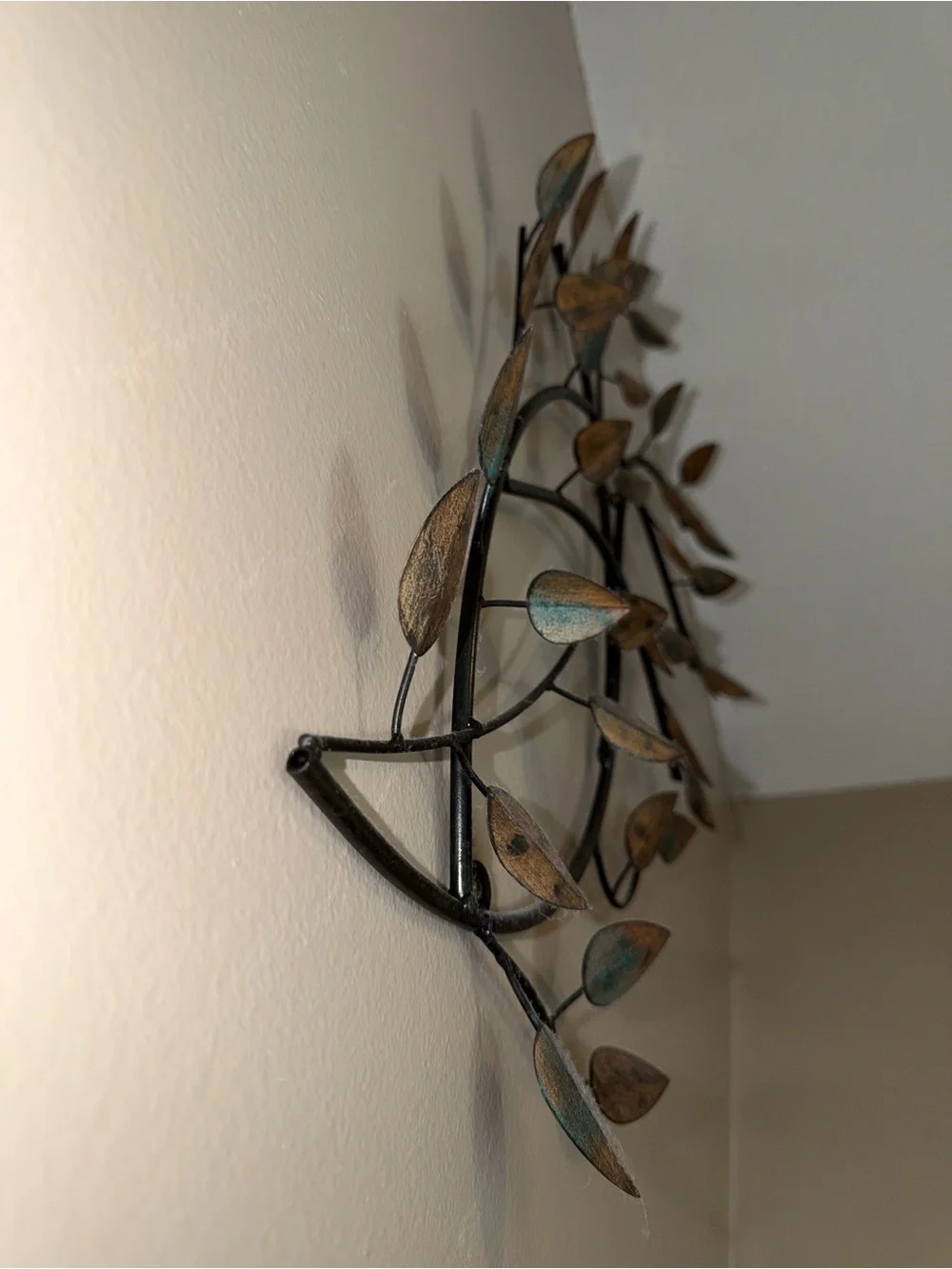 Brown & Teal Metal Leaf Wall Sculpture